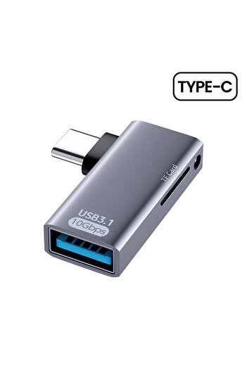 Choice Type-c Multi Functional 2 in 1 Type-C/Lightning to USB 3.0 OTG Adapter with TF Memory Card Reader fo