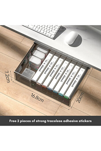 Choice black Under-desk drawer storage box, large capacity desk invisible storage box easy to install shelf