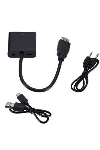 Choice Black With 2 Cables HDMI-compatible To VGA Converter With Audio Power Supply HDMI Male To VGA Female