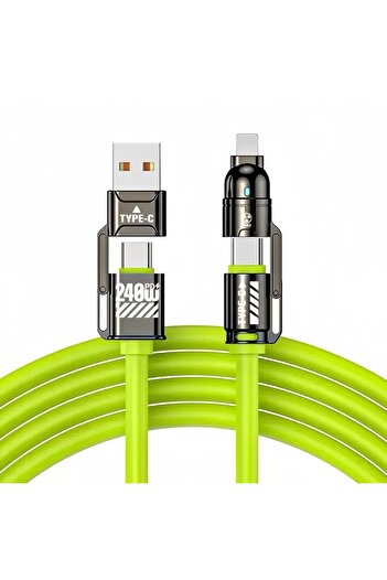 Choice 1m green 240W 4-in-1 Fast Charging Data Cable Type-C To Type-C Zinc Alloy Cable For iPhone15 Samsung