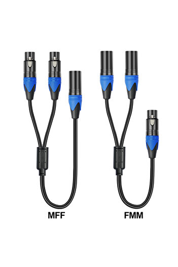 ALLOYSEED 2Pcs set 50cm XLR Splitter Cable 1 XLR Female to 2 XLR Male XLR Y Splitter Cable Microphone Splitter