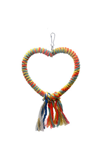 Choice hongse Love shape cotton rope swing colorful bird toy parrot perch climbing grinding beak stand bird