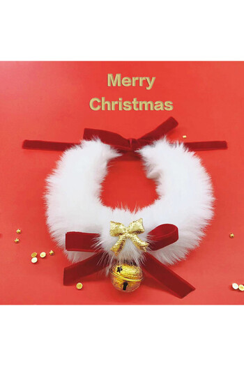 Choice M Red Christmas Theme Cat Collar Scarf Bow Bell Easy To Clean Collar Warm Cat And Dog Jewelry Christ