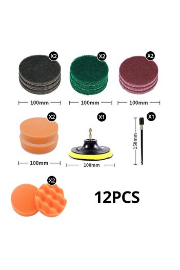 Choice 12pcs 12pcs, Drill Brush Attachment Set, Power Cleaning Scrub Brush And Scrub Sponge, For Grout Floo