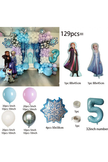Disney as picture 5 129pcs Frozen Foil Balloons Set Elsa Anna Princess Cartoon Theme Party Decorate Girl Bi