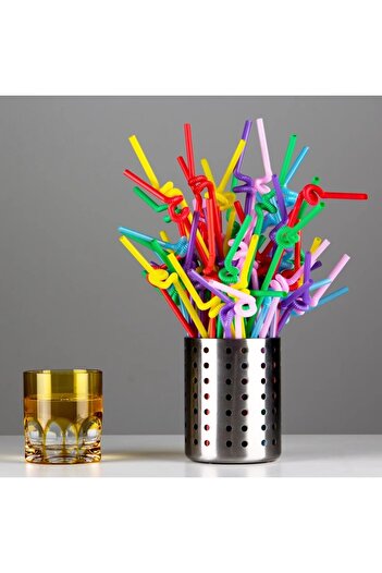 Choice MULTI 100pcs 6 * 260mm color creative art disposable bendable straws, suitable for dessert houses, c
