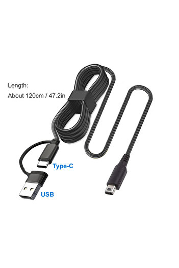 Choice كابل شاحن USB C 2 في 1، سلك USB C 2 في 1، كابل شاحن USB C 2 في 1، سلك USB C إلى NDSI 3DS 2DS XL/LL، جديد 3DSXL/3DSLL 2