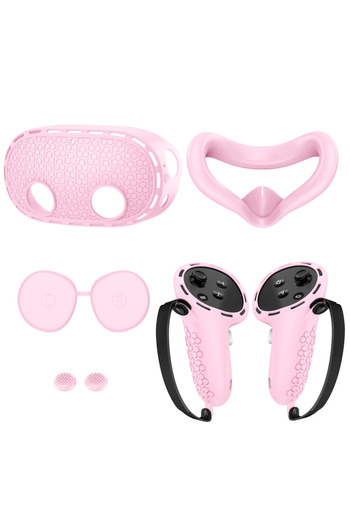 Choice pink Compatible with Meta Quest 3S Accessories,VR Silicone face Cover, Shell Cover, Touch Controller