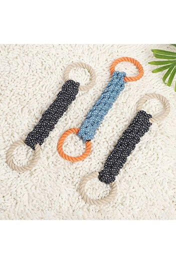 Choice 1pc Double-Ring Cotton Blend Dog Rope Toy - Durable, Bite-Resistant & Interactive for Tug Play, Fit