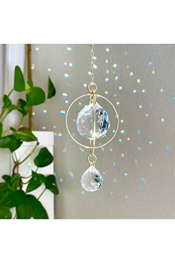Choice A Small planet 1pc Crystal Sun Catcher Galaxy Metal Ring Pendant Crystal Jewelry Window Sun Catcher