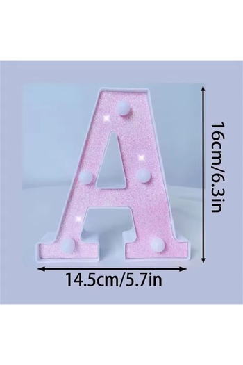Choice A 1PC 16cm Pink Glitter LED Letter&Number Lights Battery Powered Decorative Lights For Wedding,Prop.