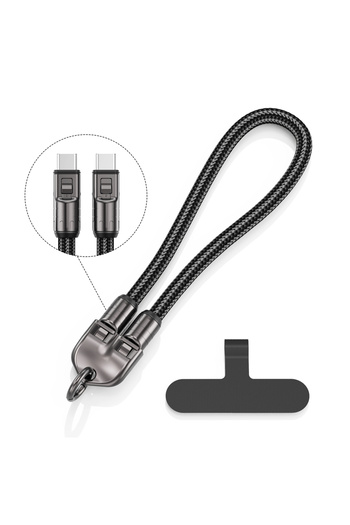 Choice 0.3m black Portable 2IN1 Lanyard 240W PD3.1 Data Cable for Tablet Laptop Camera Macbook Bold Braid D