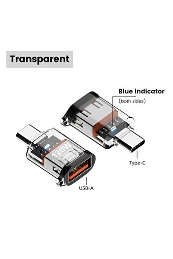 Choice Transpar C Male to U USB 3.2 to Type C Adapter OTG Fast Charging 120W 10GB High Speed Data Audio Tra