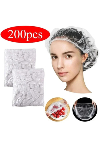 Choice 200pcs 200-Piece Kit: Reusable Stretch Lids for Food Preservation + Disposable Shower Caps - Ideal f