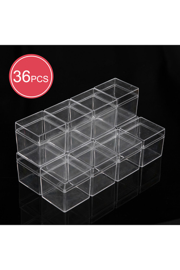 Choice 36PCS 36PCS Food Grade Transparent PS Plastic Square Packaging Boxes with Open Top And Bottom Covers