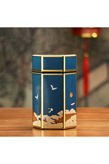 Choice StyleB L Creative Hexagonal Tea Pot Tin Can Chinese Tinplate Tea Storage Tank Small Sealed Portable