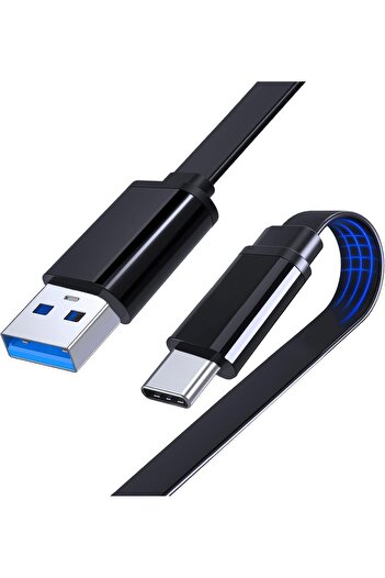 Choice 3 m black Flat Design USB C Android Auto Cable, USB-C to USB-A 5Gbps Data Sync Cord, 3FT Type C Fast