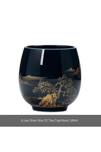 Choice 180ml Lanshanshui 180ml Japanese ceramic tea cup, Jilan, minimalist master cup, large black glaze, h