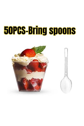 Choice 50pcs 25/50/100PCS Transparent Ladder Shaped Cups Dessert Cups Pudding Fruit Ice Cream Camp Birthday