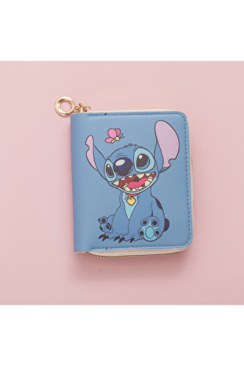 Miniso 05 Stitch Coin Purse Fashion Cartoon Zipper Wallet Kawaii Anime Student Print Card Holder ID Storage