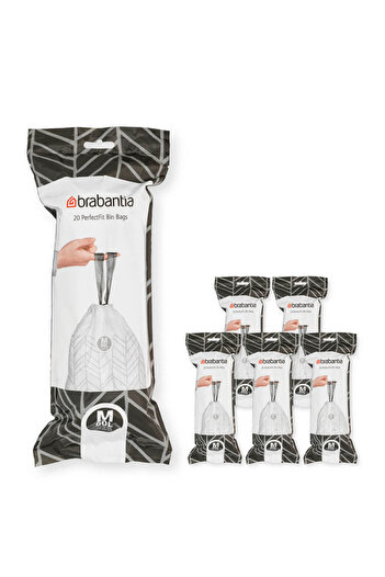 Brabantia PerfectFit Bo 1005595 bin liners, Size M, 60 l, 120 pieces, White