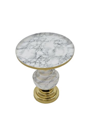 pako world Cogent side table, gray marble and gold metal, 41x41x44 cm