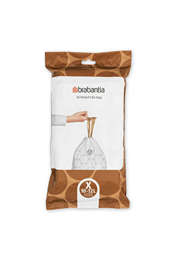 Brabantia PerfectFit NewIcon/Bo 1005582 Bin Bag, Size X, 10-12 l, 40 pieces, White