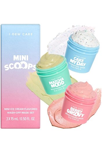 I-DEW Mini Scoops Trio Skincare Set by I Dew Care | Vegan Clay Face Masks for Skincare | Great Gift for Wo