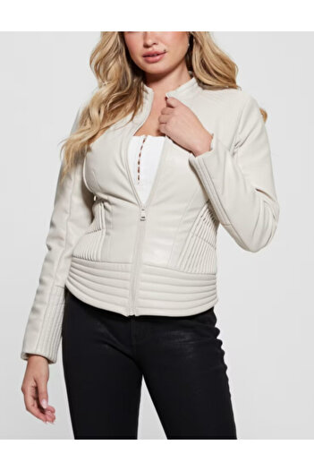 Guess Guess Faux Leather Jacket, cream