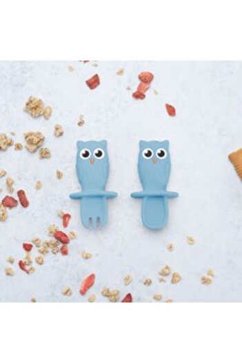APPEKIDS Silicone Cutlery Set, AppeKids, OWL - Aqua Blue