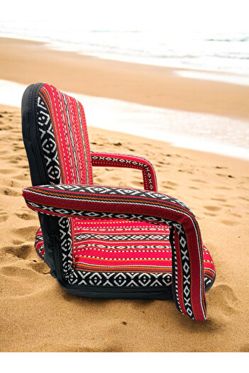VELMORE Paradiso Floor Lounge Chair - Sand Proof Polyester Beach & Camping Chair - RED