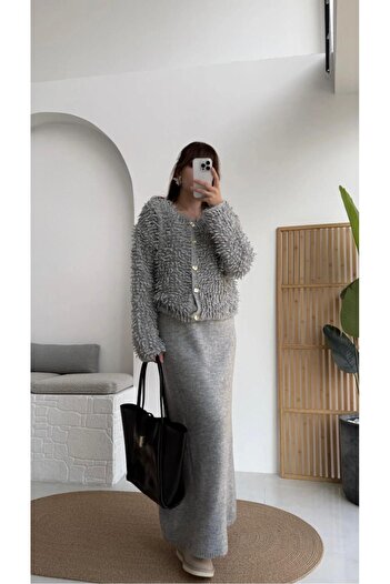 SBL COLLECTİON Fringed Cardigan Dress Set