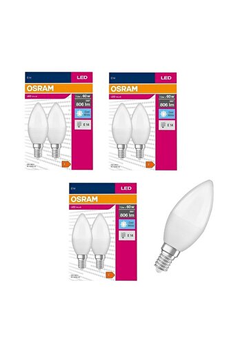Osram Set of 6 LED bulbs, candle type, E14, 7.5W equivalent 60W, neutral light, 4000k, 806 lm, class F