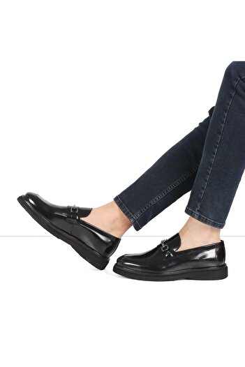 Celal Gültekin Men's Black Leather Loafer