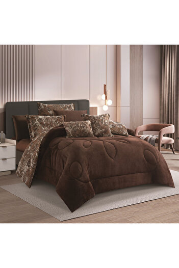 HOURS Horse double-sided winter bedspread, fur and velvet, suitable for a double bed size of 200 x 200 cm, consisting of 8 pieces, 240 stitches