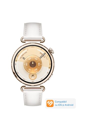 Huawei Smartwatch Watch GT 6, 41MM, Gold Stainless Steel Case, White Composite Leather Strap
