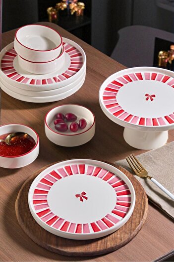 WuuQ Handmade 11 Piece Bow Tie Breakfast Set with Stand - Breakfast Set with Ribbons