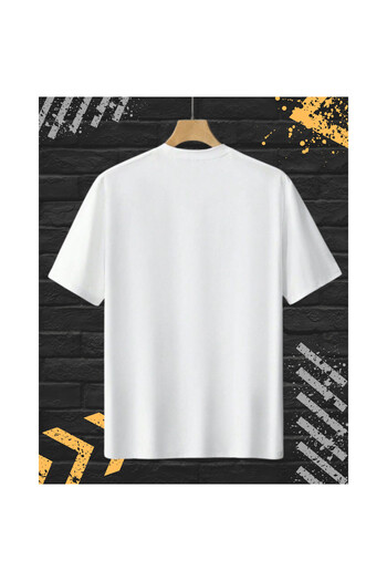 OEM Men's T-Shirt with Print, Skater Robot, Cotton, White, S INTL