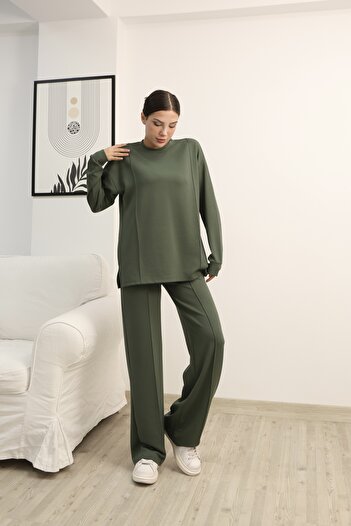 b buhari bykoc Crew Neck Long Sleeve Modal Fabric Suit