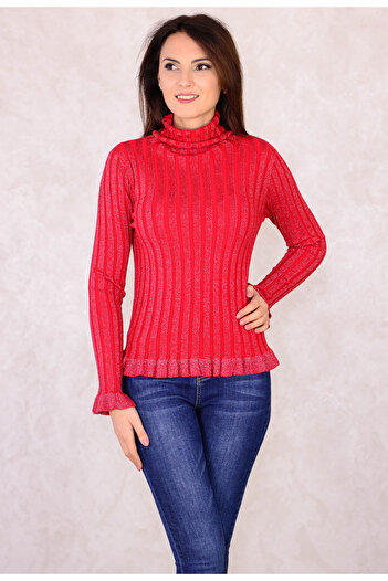 Elis Fashion High Shimmer Dusty Red Sweater