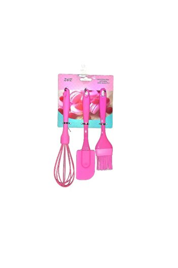 OEM Pastry utensil set, spatula and basting brush, pink