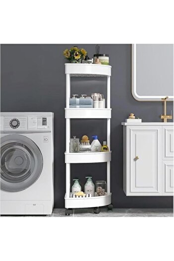 Generic Fohome Shower Caddy Corner Shelves, Bathroom Shelving Unit Cart with Wheel, Plastic Shower Caddy Or