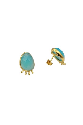 Eylül silver Earrings with screw, made of gilded silver with chalcedony