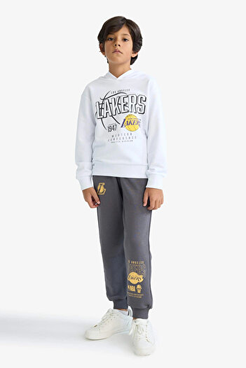 DeFacto F4085 White Boy's Nba Los Angeles Lakers Hooded Sweatshirt
