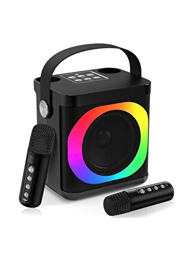 SU.YOSD YS307 Home Karaoke Portable Bluetooth Speaker Dual Wireless Microphone Black