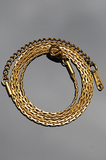 Rua Jewelry Steel Italian Recta Necklace 1 mm Gold Color |   Non-Tarnishing, Unisex, 2-Year Warranty