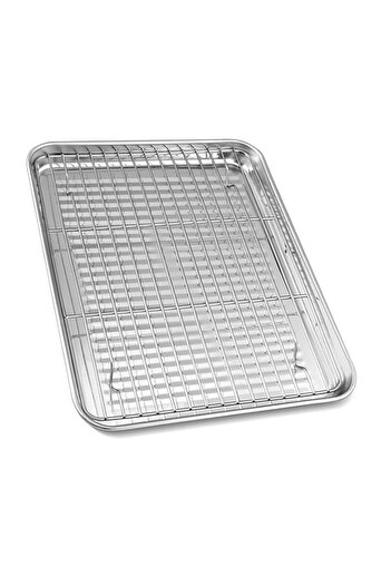 Generic Herogo Stainless Steel Bakeware Pan Set Nonstick, 12 x 9.6 x 1 Inch, Oven Baking Pan with Corrugate