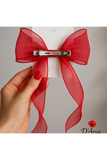 Darya Dd2304 Turkish Flag Bow Hair Clip (8 cm)