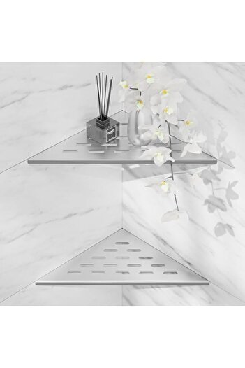 Generic ZUERST 2 Pack Recessed Corner Shower Shelves,10" Slot Design Shower Caddy for Tiled Wall,304 Stainl
