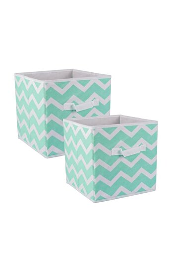 Generic DII Non Woven Polyester Storage Bin, Chevron, Aqua, Small Set of 2